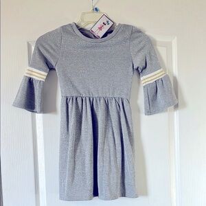 Stylish Silver Gray Kids Dress with Flared Sleeves